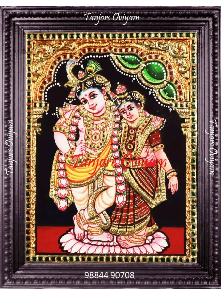 Handcrafted standingRadha Krishna Tanjore Painting